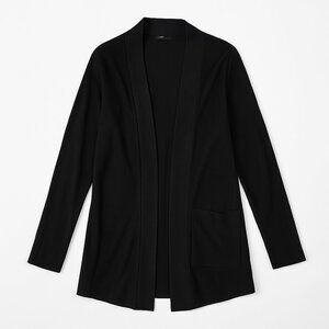 Bécool Black Open Front Longline Cardigan with Pockets – Women’s Size L